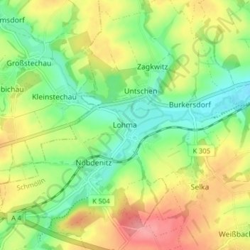 Mappa topografica Lohma, altitudine, rilievo