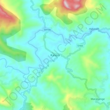 Mappa topografica Kalasa, altitudine, rilievo