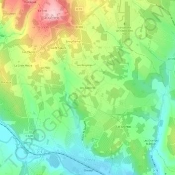 Mappa topografica Les Tuillières, altitudine, rilievo