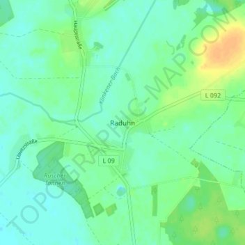 Mappa topografica Raduhn, altitudine, rilievo