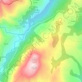 Mappa topografica Ardexarxe, altitudine, rilievo