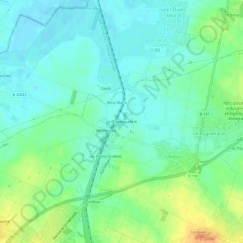 Mappa topografica La Grimenaudière, altitudine, rilievo