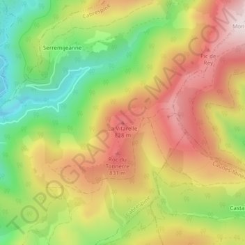 Mappa topografica La Vitarelle, altitudine, rilievo