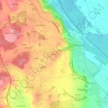 Mappa topografica Ponlach, altitudine, rilievo