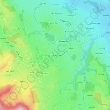 Mappa topografica Hörtwies, altitudine, rilievo