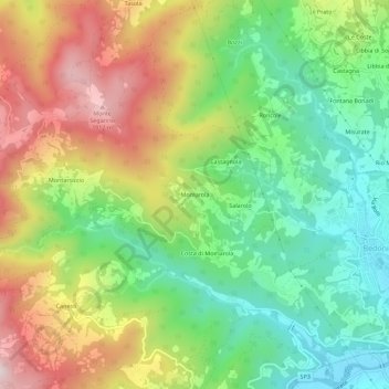 Mappa topografica Momarola, altitudine, rilievo