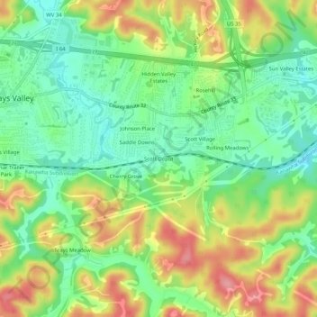 Mappa topografica Scott Depot, altitudine, rilievo