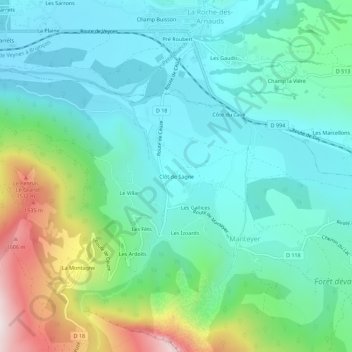 Mappa topografica Clôt de Sagne, altitudine, rilievo