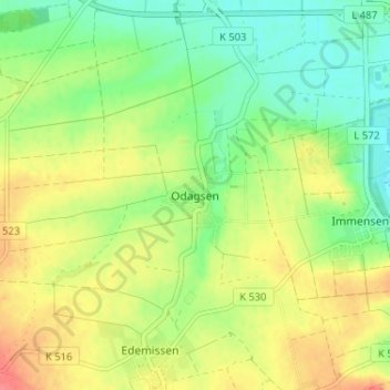 Mappa topografica Odagsen, altitudine, rilievo