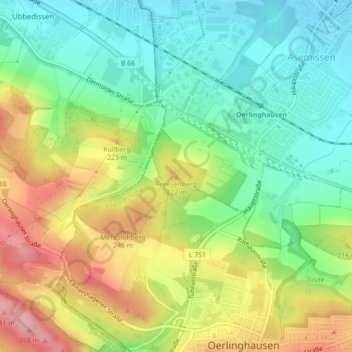 Mappa topografica Freesenberg, altitudine, rilievo