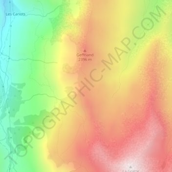 Mappa topografica Col de Geffriand, altitudine, rilievo