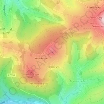 Mappa topografica Wachtküppel, altitudine, rilievo