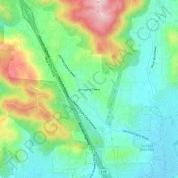 Mappa topografica Jesmond Dene, altitudine, rilievo