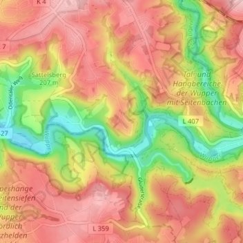 Mappa topografica Pfaffenberg, altitudine, rilievo