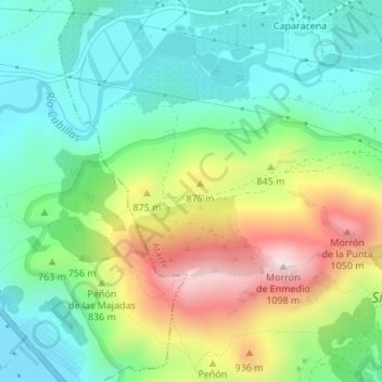 Mappa topografica Sierra Elvira, altitudine, rilievo
