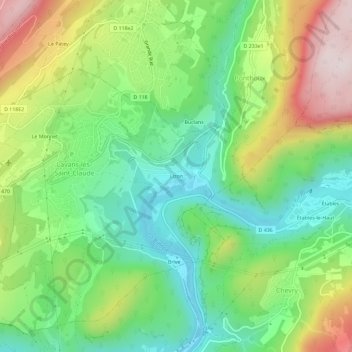 Mappa topografica Lizon, altitudine, rilievo
