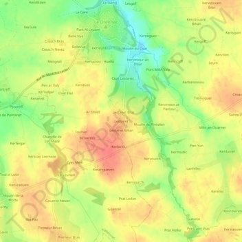 Mappa topografica Lestanet, altitudine, rilievo