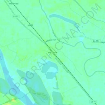 Mappa topografica Elm Grove, altitudine, rilievo