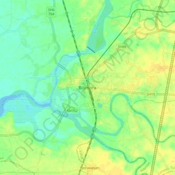Mappa topografica Bilimora, altitudine, rilievo