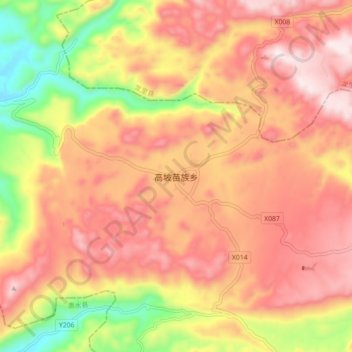 Mappa topografica 高坡苗族乡, altitudine, rilievo
