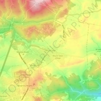 Mappa topografica Mount Tabor, altitudine, rilievo