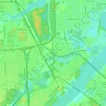 Mappa topografica Boulevard, altitudine, rilievo