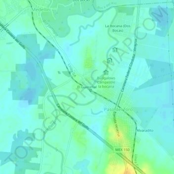 Mappa topografica El Guasimal, altitudine, rilievo