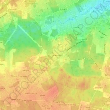 Mappa topografica Le Petit Bordeaux, altitudine, rilievo