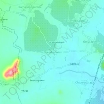 Mappa topografica Cheedivalasa, altitudine, rilievo