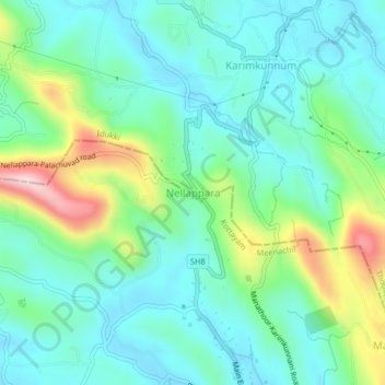 Mappa topografica Nellappara, altitudine, rilievo