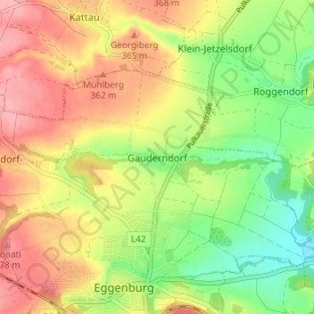 Mappa topografica Gauderndorf, altitudine, rilievo