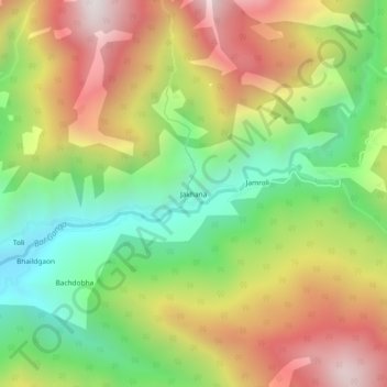 Mappa topografica Jakhana, altitudine, rilievo