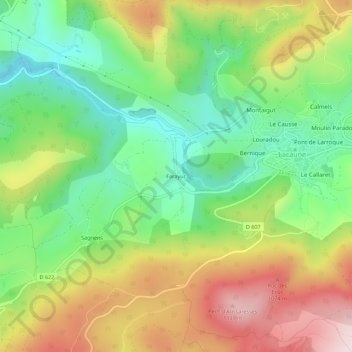 Mappa topografica Farayuc, altitudine, rilievo