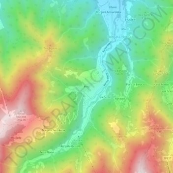 Mappa topografica Prea, altitudine, rilievo