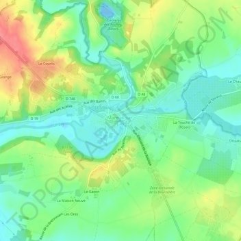 Mappa topografica Mareuil-sur-Lay, altitudine, rilievo