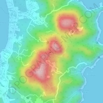 Mappa topografica Tanote Peak, altitudine, rilievo