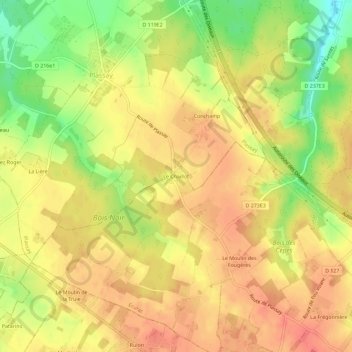 Mappa topografica Le Chaillot, altitudine, rilievo