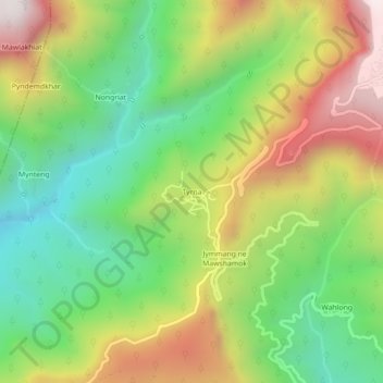 Mappa topografica Tyrna, altitudine, rilievo