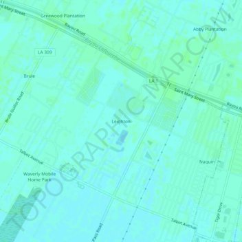 Mappa topografica Leighton, altitudine, rilievo