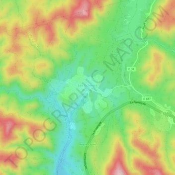 Mappa topografica Les Esterets du Lac, altitudine, rilievo