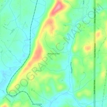 Mappa topografica Walnut Grove, altitudine, rilievo