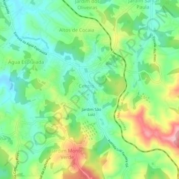 Mappa topografica Caucaia do Alto, altitudine, rilievo