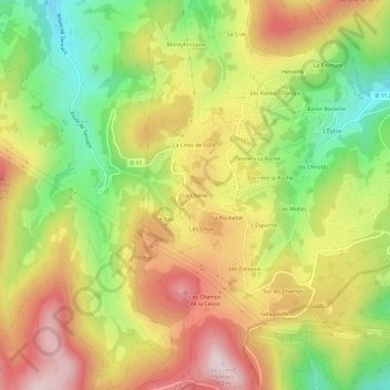 Mappa topografica Le Chêne, altitudine, rilievo
