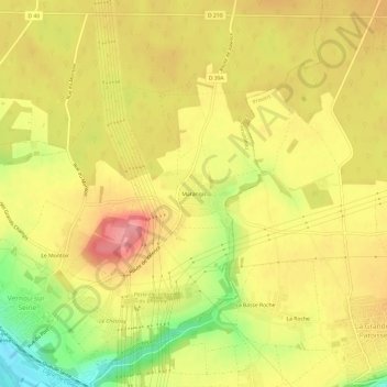 Mappa topografica Marangis, altitudine, rilievo