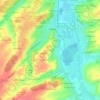 Mappa topografica Le Rocard, altitudine, rilievo