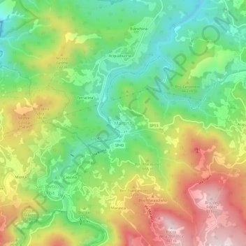 Mappa topografica Martina, altitudine, rilievo