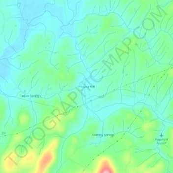 Mappa topografica Holland Mill, altitudine, rilievo