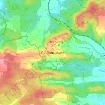 Mappa topografica Rühlingstetten, altitudine, rilievo