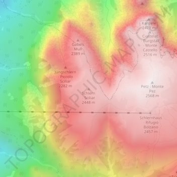 Mappa topografica Sciliar, altitudine, rilievo