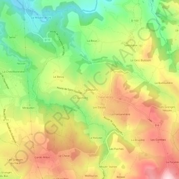 Mappa topografica La Chaux, altitudine, rilievo